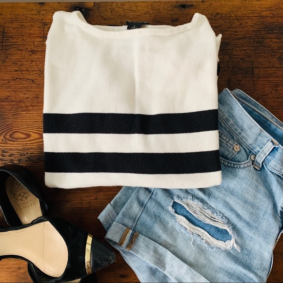 Ann Taylor Factory Sweaters - Ann Taylor Black & White Stripe Sweater